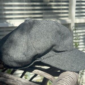 Gray Herringbone Newsboy Cap